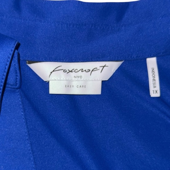 FOXCROFT Sophia Johnny Collar Jersey Shirt Plus 1X Royal Blue - Picture 9 of 14